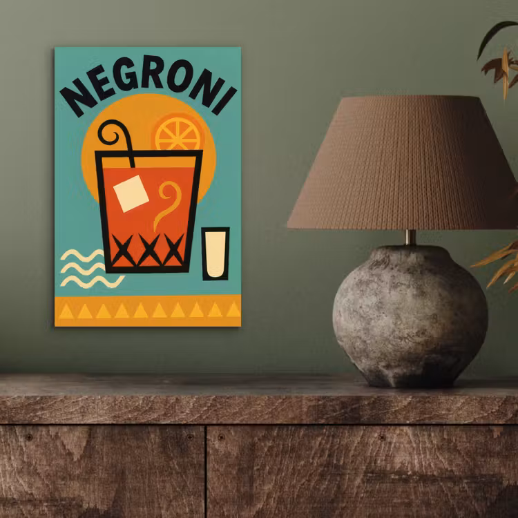 Aluminium schilderij - Cocktail - Negroni - Art - Sinaasappel — 3