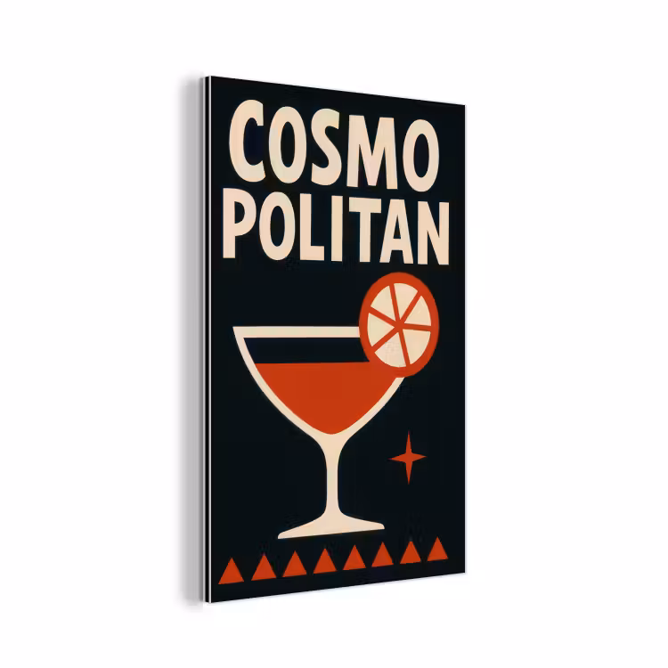 Aluminium schilderij - Cocktail - Zwart - Illustratie — 1
