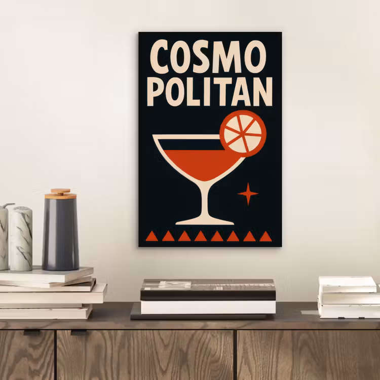 Aluminium schilderij - Cocktail - Zwart - Illustratie — 2