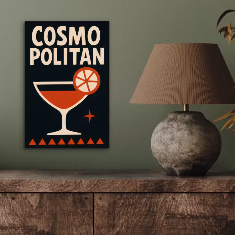 Aluminium schilderij - Cocktail - Zwart - Illustratie — 3