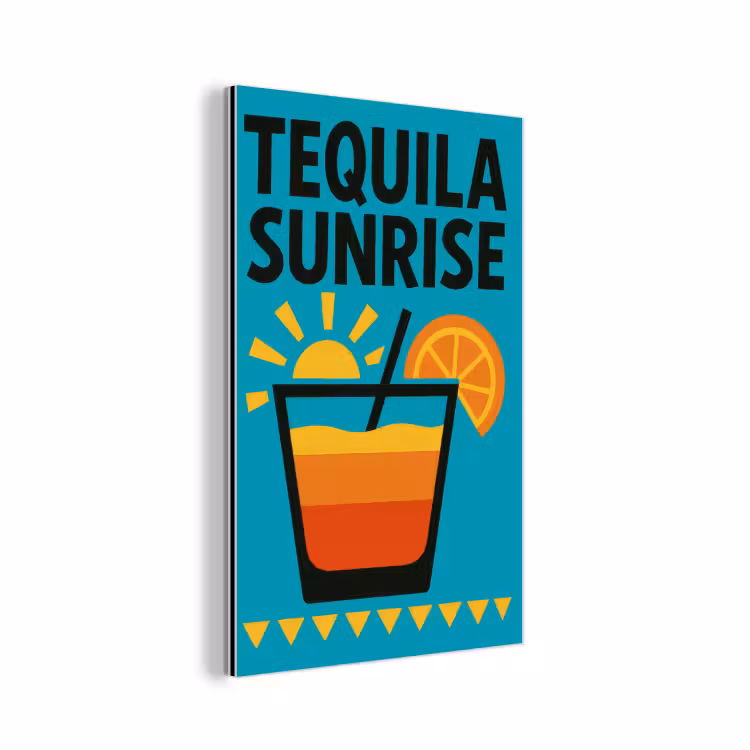 Aluminium schilderij - Illustratie - Tequila - Glas - Blauw — 1