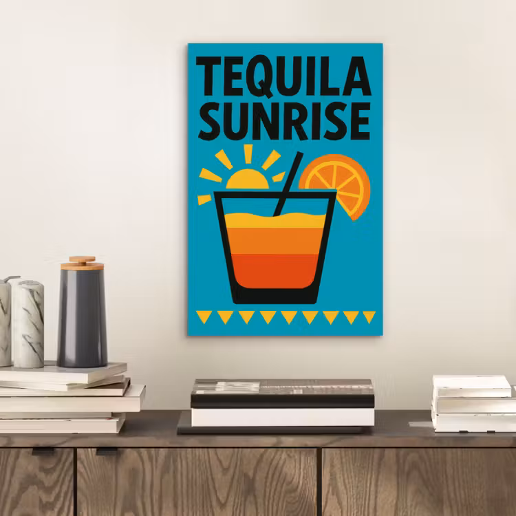 Aluminium schilderij - Illustratie - Tequila - Glas - Blauw — 2