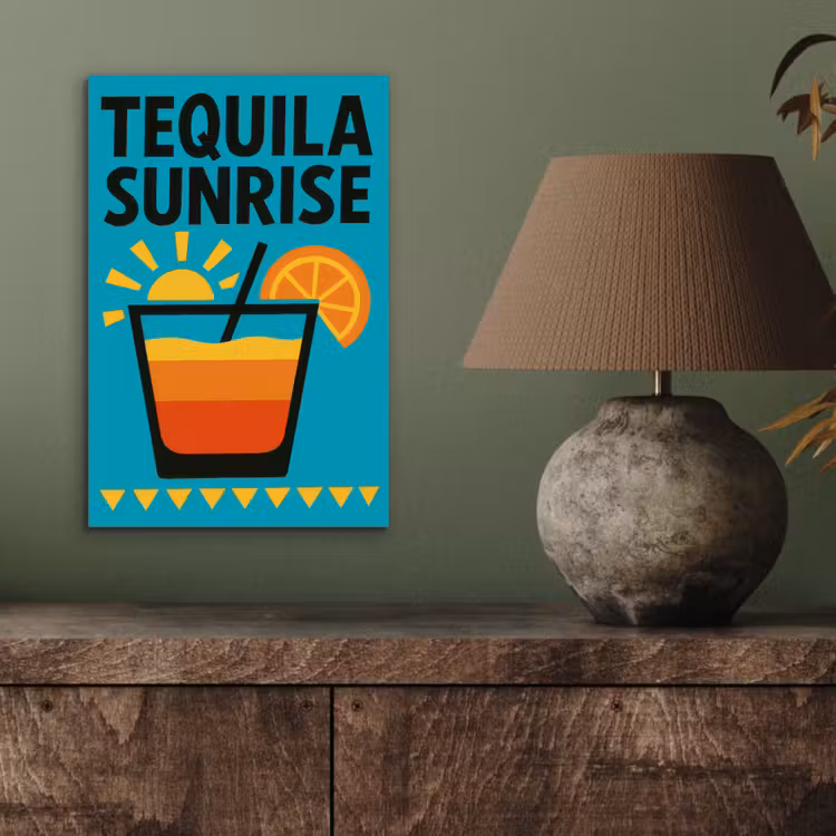 Aluminium schilderij - Illustratie - Tequila - Glas - Blauw — 3