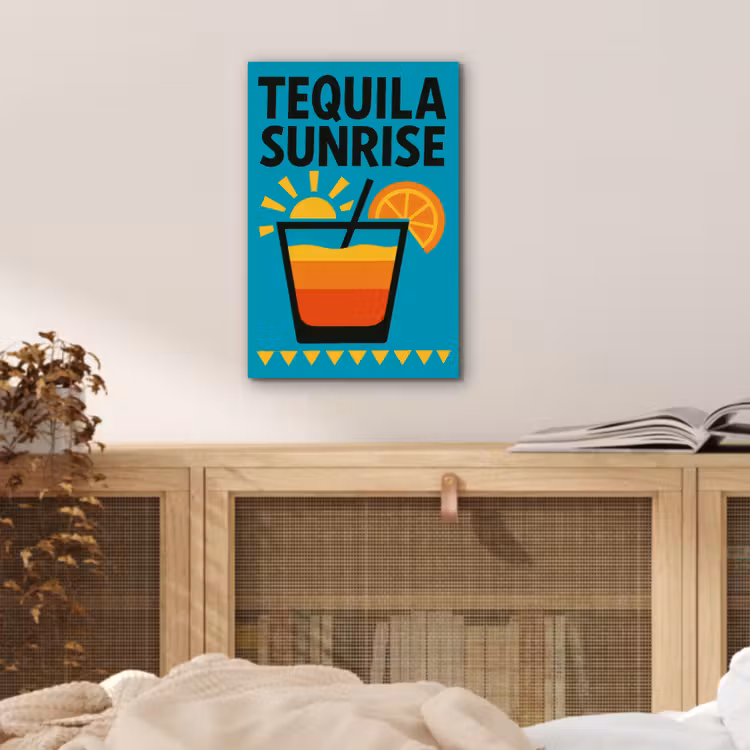 Aluminium schilderij - Illustratie - Tequila - Glas - Blauw — 4