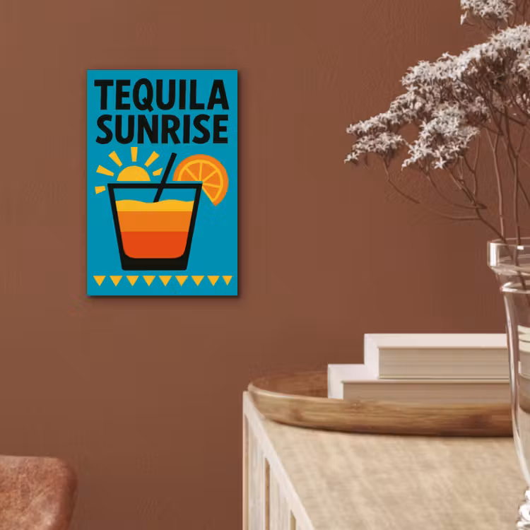 Aluminium schilderij - Illustratie - Tequila - Glas - Blauw — 5