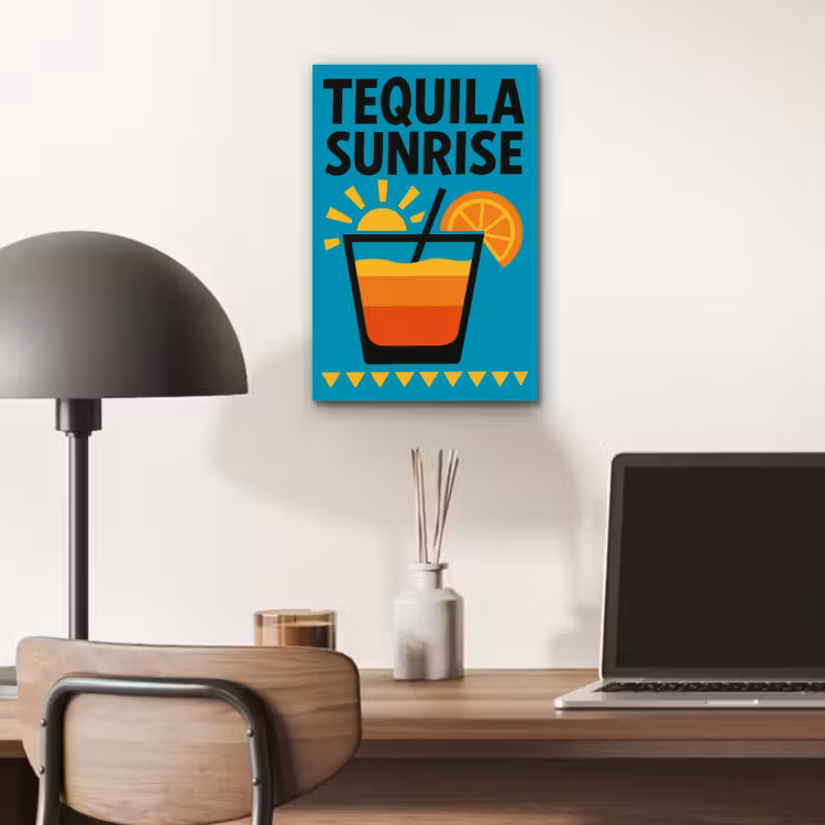 Aluminium schilderij - Illustratie - Tequila - Glas - Blauw — 6