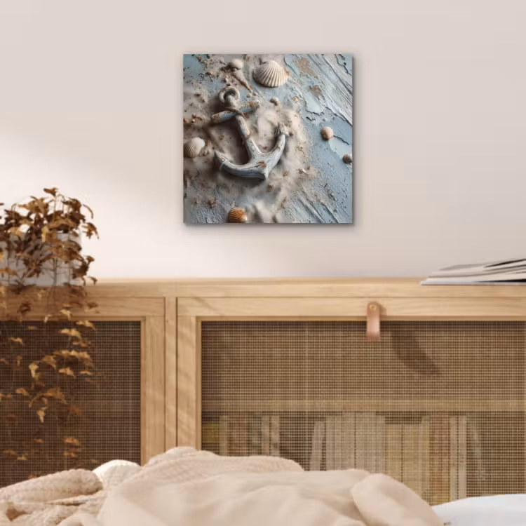 Aluminium schilderij - Anker - Hout - Schelpen - Zand — 4