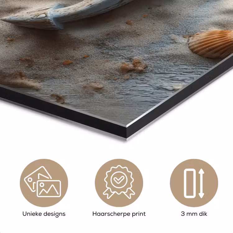 Aluminium schilderij - Anker - Hout - Schelpen - Zand — 7