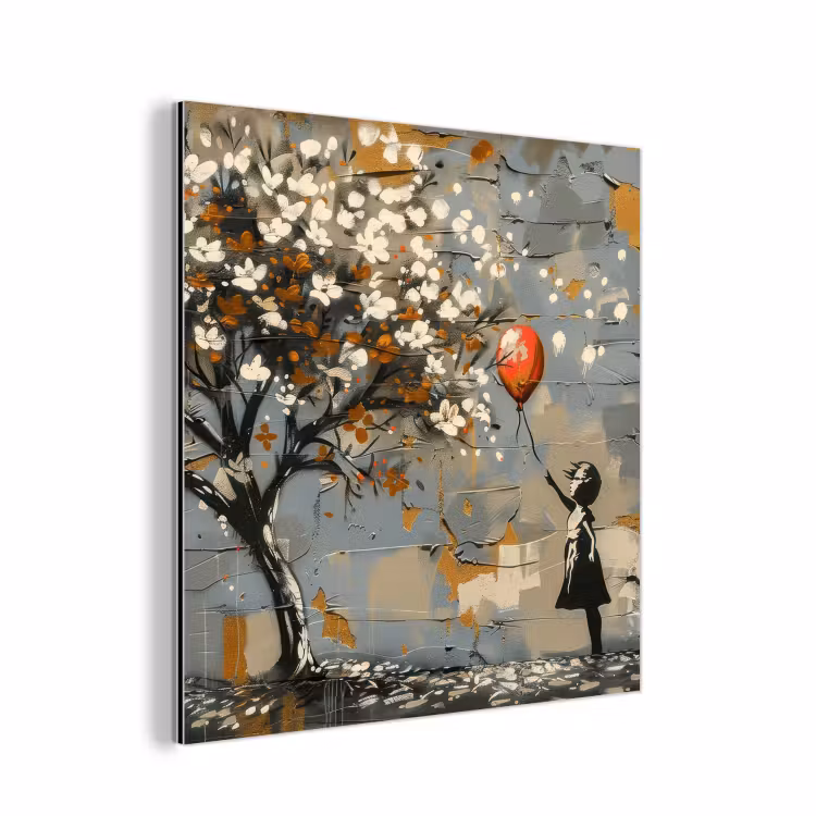 Aluminium schilderij - Boom - Graffiti - Banksy Style - Balloon Girl — 1