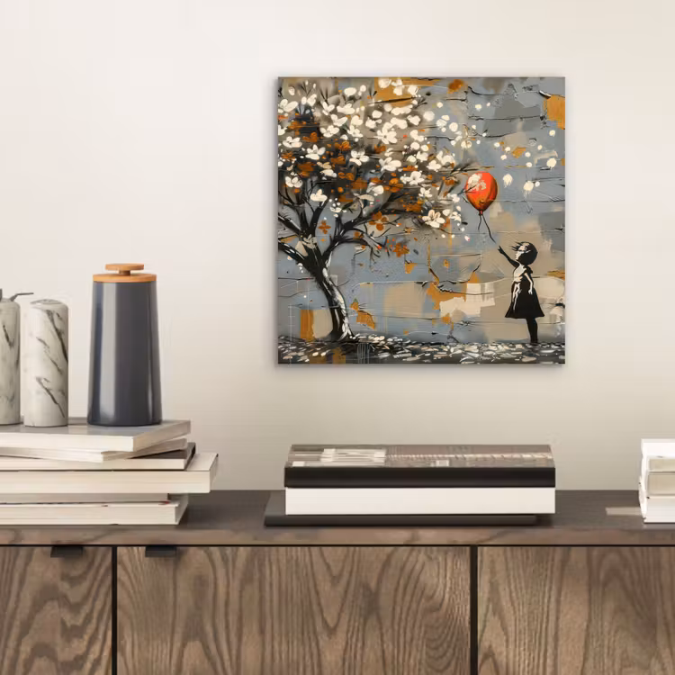 Aluminium schilderij - Boom - Graffiti - Banksy Style - Balloon Girl — 2
