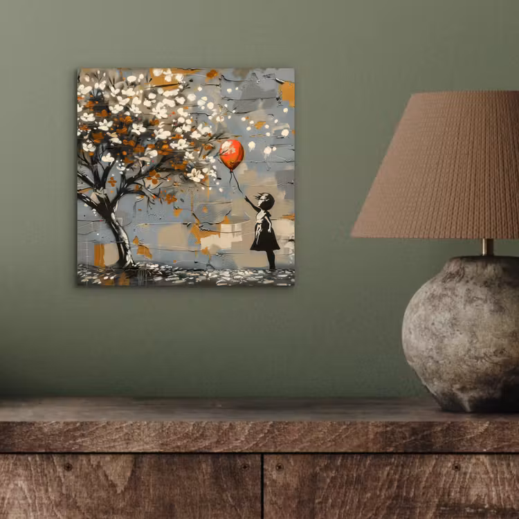 Aluminium schilderij - Boom - Graffiti - Banksy Style - Balloon Girl — 3
