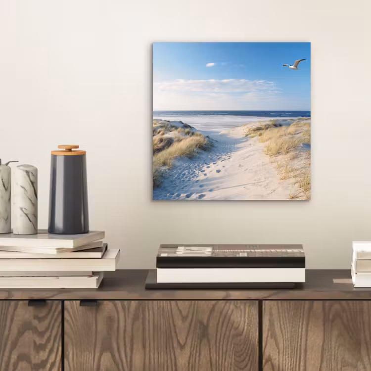Aluminium schilderij - Duin - Meeuw - Strand - Zee - Zon — 2