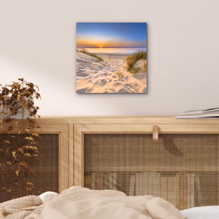 Aluminium schilderij - Duin - Zonsondergang - Horizon - Strand - Gras — 4