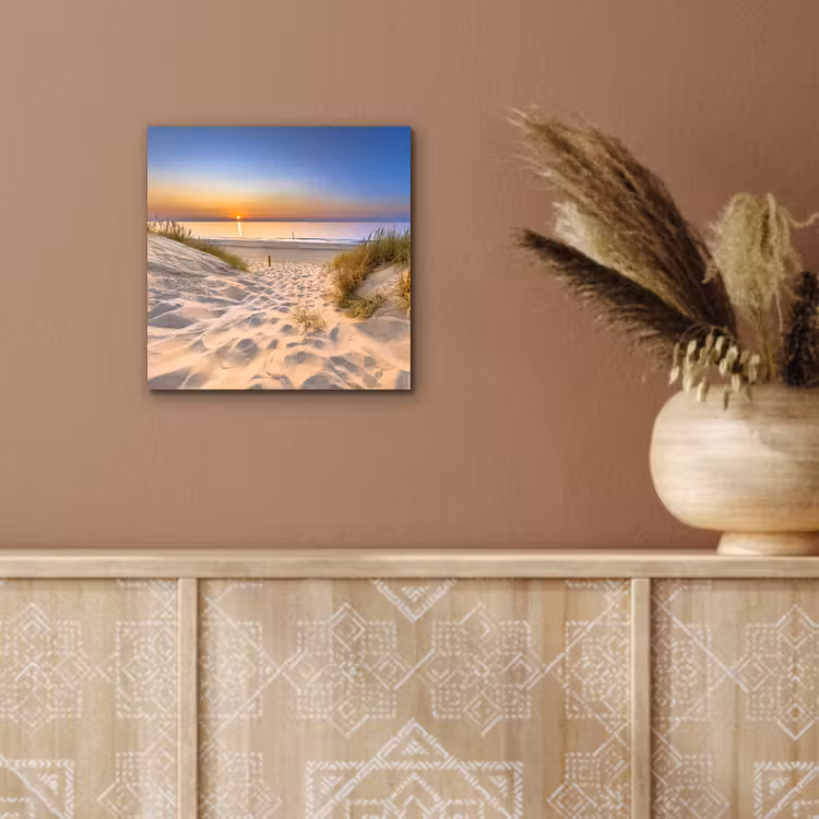 Aluminium schilderij - Duin - Zonsondergang - Horizon - Strand - Gras — 5