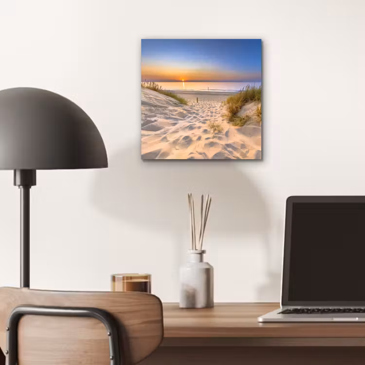 Aluminium schilderij - Duin - Zonsondergang - Horizon - Strand - Gras — 6