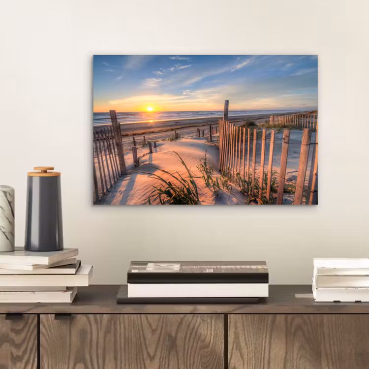 Aluminium schilderij - Duin - Zonsondergang - Strand - Planten - Zee — 2