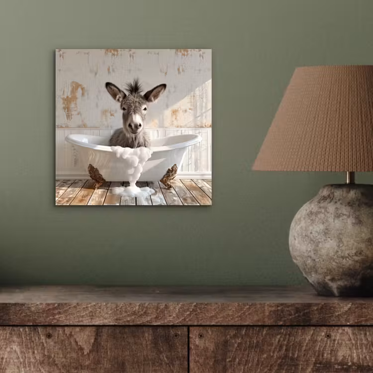Aluminium schilderij - Ezel - Dieren - Badkuip - Schuim — 3