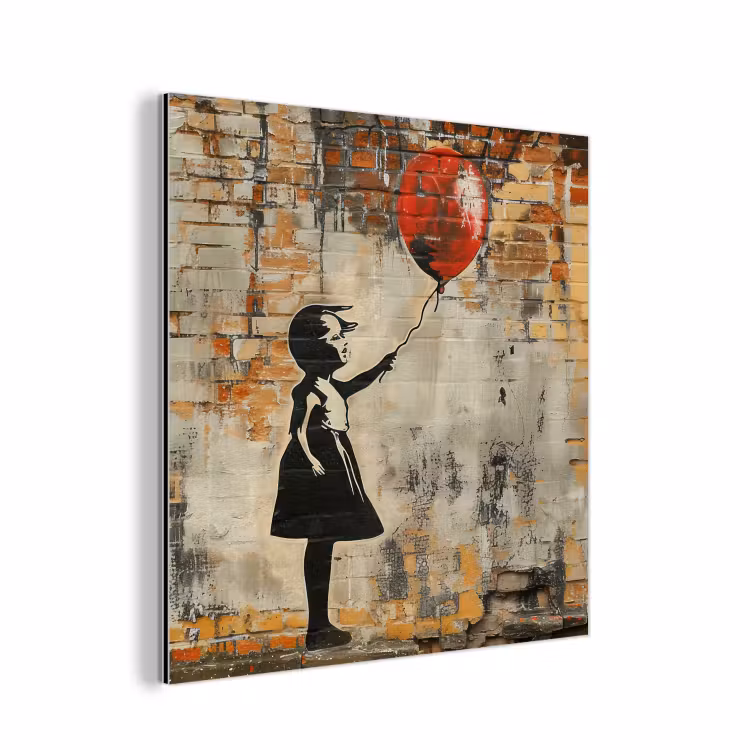 Aluminium schilderij - Graffiti - Banksy - Meisje - Street art — 1