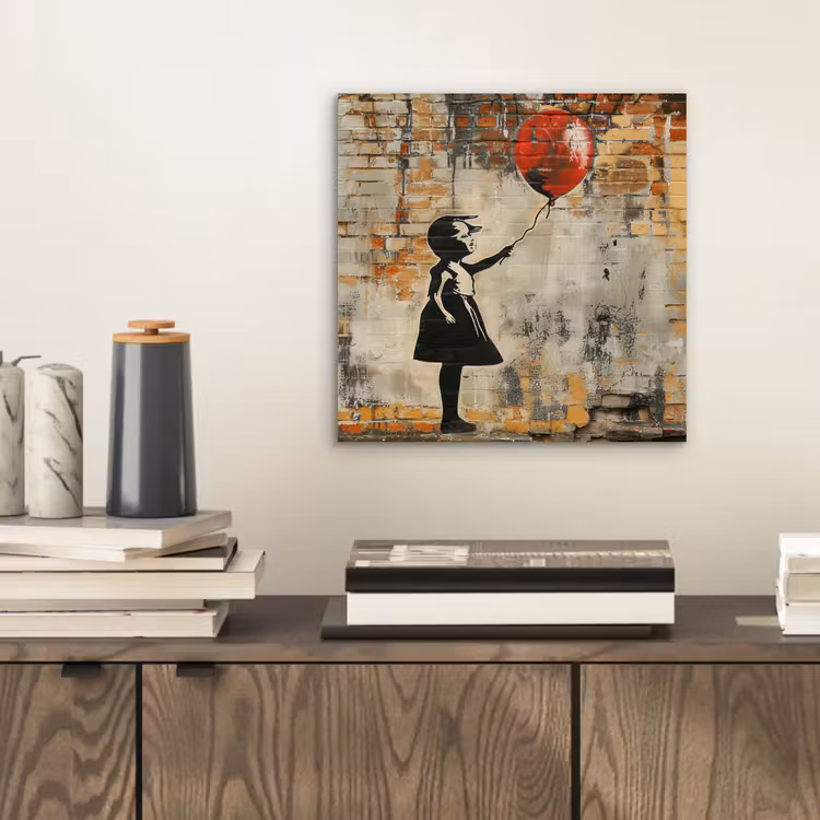Aluminium schilderij - Graffiti - Banksy - Meisje - Street art — 2