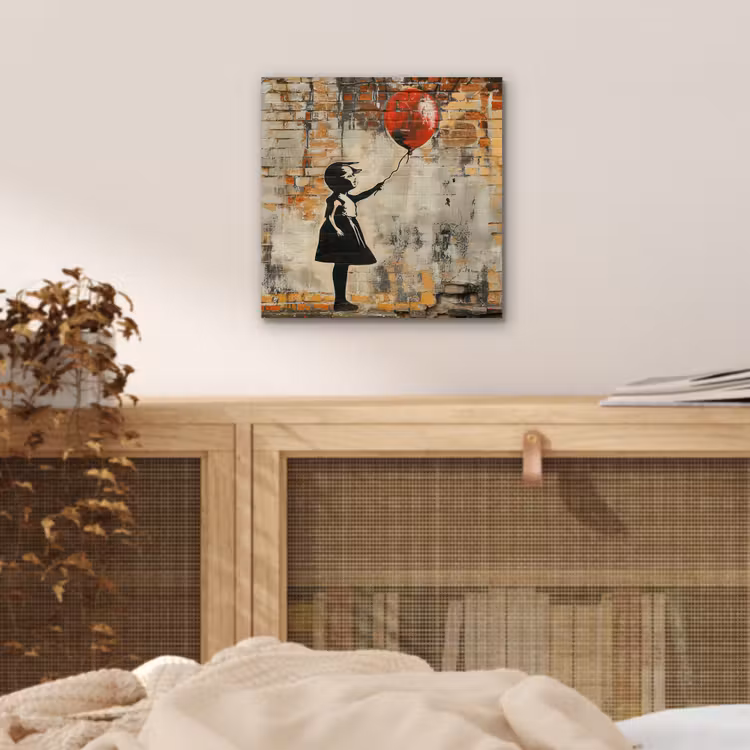 Aluminium schilderij - Graffiti - Banksy - Meisje - Street art — 4