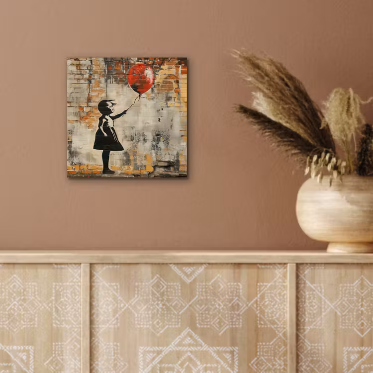 Aluminium schilderij - Graffiti - Banksy - Meisje - Street art — 5