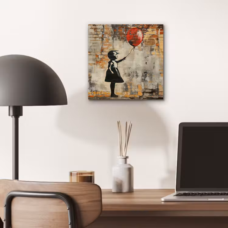 Aluminium schilderij - Graffiti - Banksy - Meisje - Street art — 6