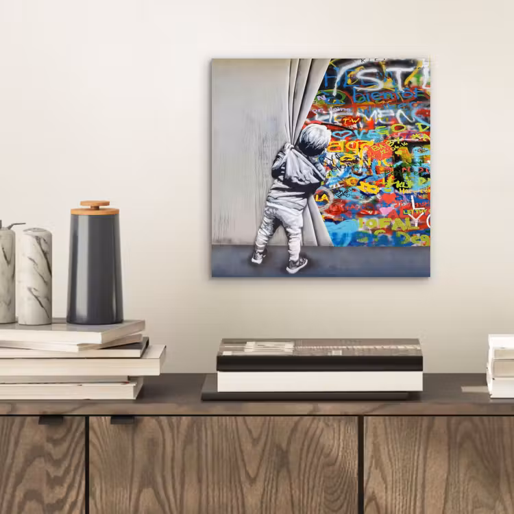 Aluminium schilderij - Graffiti - Illusie - Jongen - Street art — 2