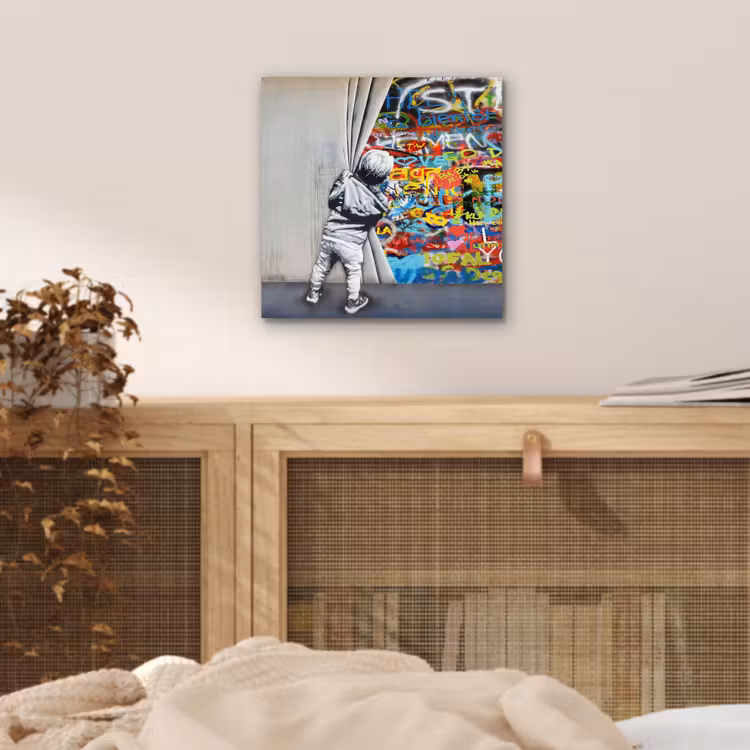 Aluminium schilderij - Graffiti - Illusie - Jongen - Street art — 4