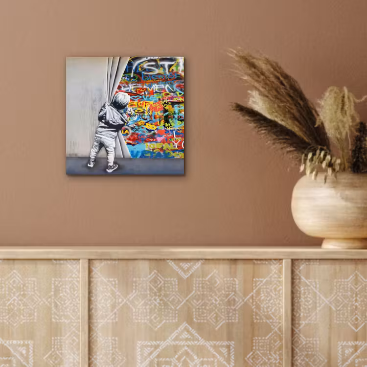 Aluminium schilderij - Graffiti - Illusie - Jongen - Street art — 5