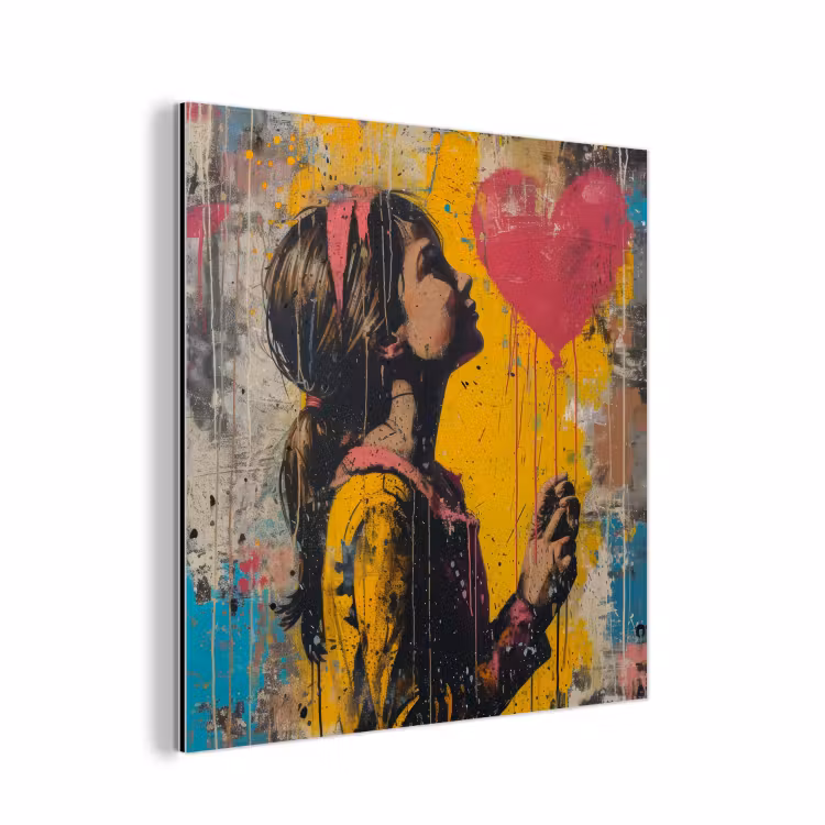 Aluminium schilderij - Graffiti - Meisje - Ballon - Street art — 1