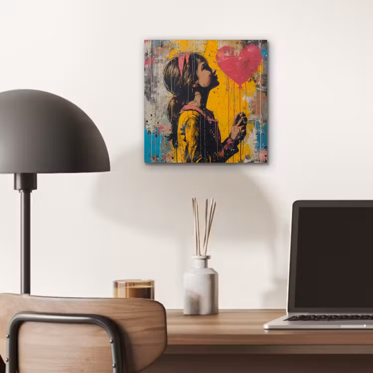 Aluminium schilderij - Graffiti - Meisje - Ballon - Street art — 6