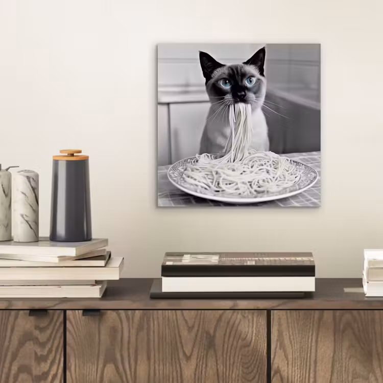Aluminium schilderij - Kat - Siamees - Zwart Wit - Schattig - Dieren — 2