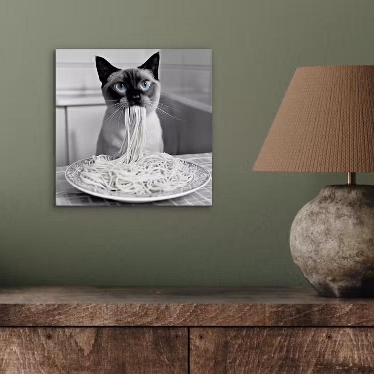 Aluminium schilderij - Kat - Siamees - Zwart Wit - Schattig - Dieren — 3
