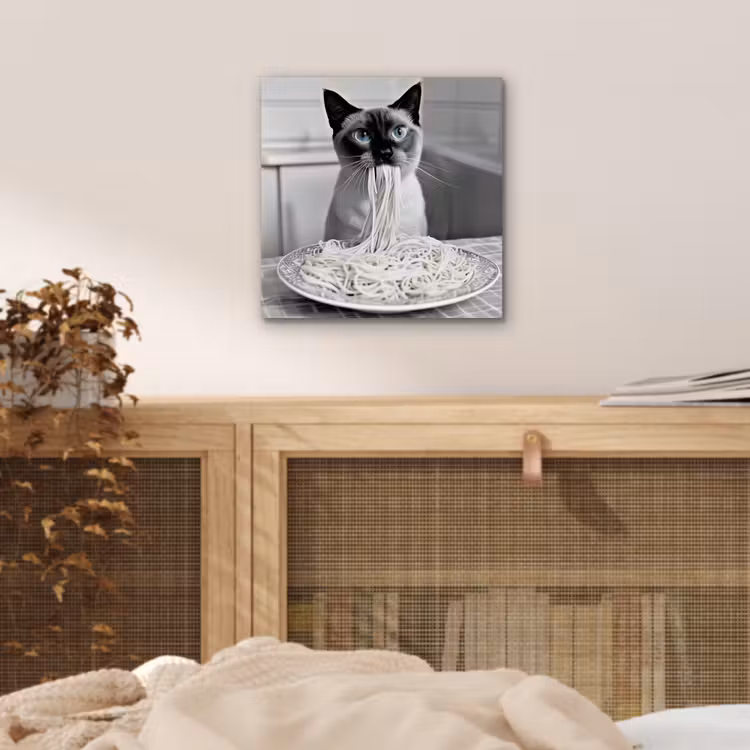 Aluminium schilderij - Kat - Siamees - Zwart Wit - Schattig - Dieren — 4