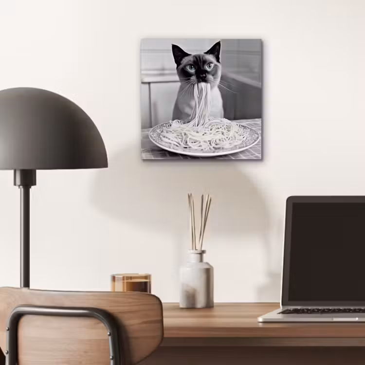 Aluminium schilderij - Kat - Siamees - Zwart Wit - Schattig - Dieren — 6