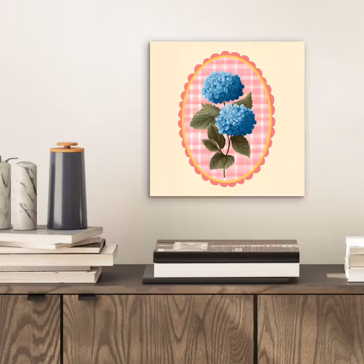 Aluminium schilderij - Bloemen - Blauw - Lijst - Bladeren — 2