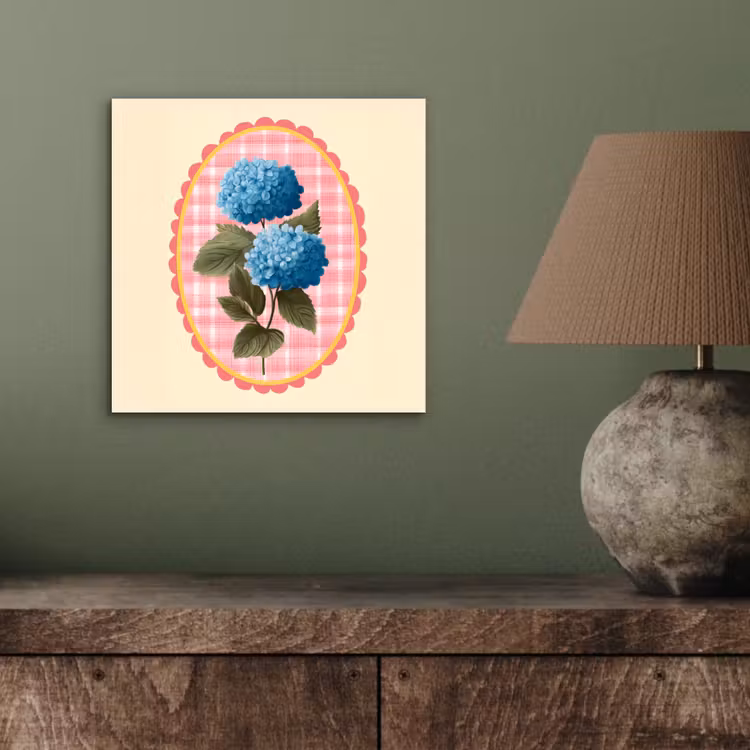 Aluminium schilderij - Bloemen - Blauw - Lijst - Bladeren — 3