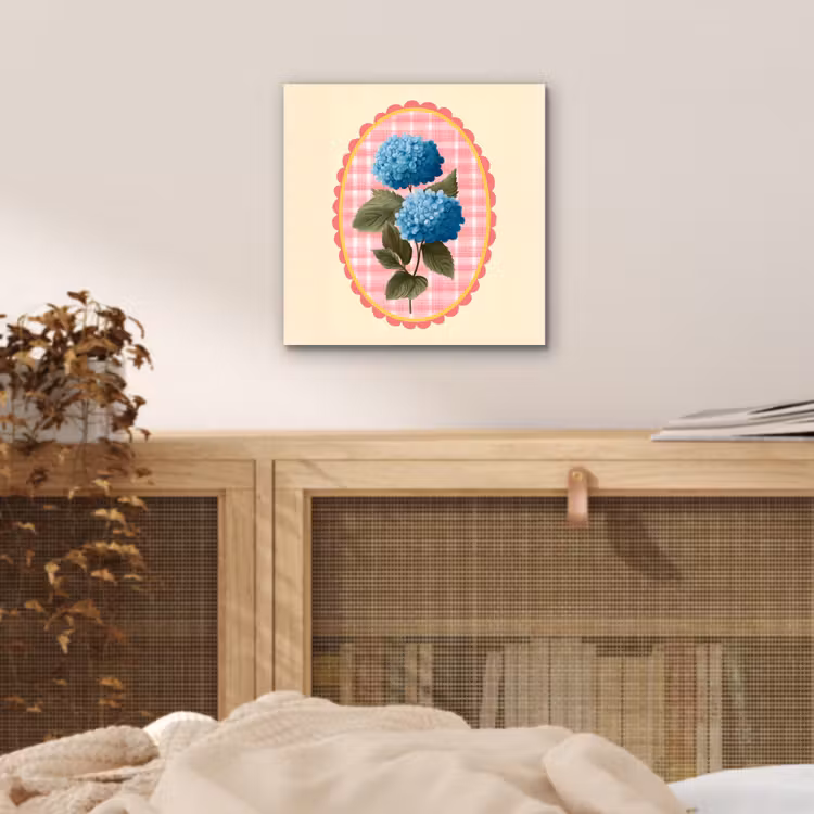 Aluminium schilderij - Bloemen - Blauw - Lijst - Bladeren — 4