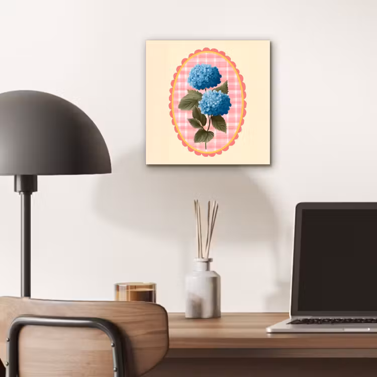 Aluminium schilderij - Bloemen - Blauw - Lijst - Bladeren — 6