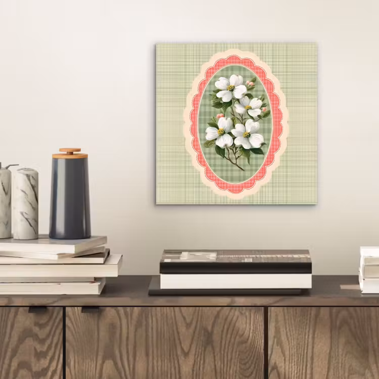 Aluminium schilderij - Bloemen - Illustratie - Geruit - Groen — 2