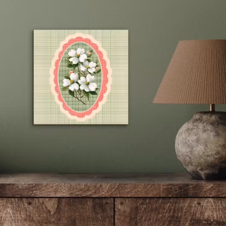 Aluminium schilderij - Bloemen - Illustratie - Geruit - Groen — 3