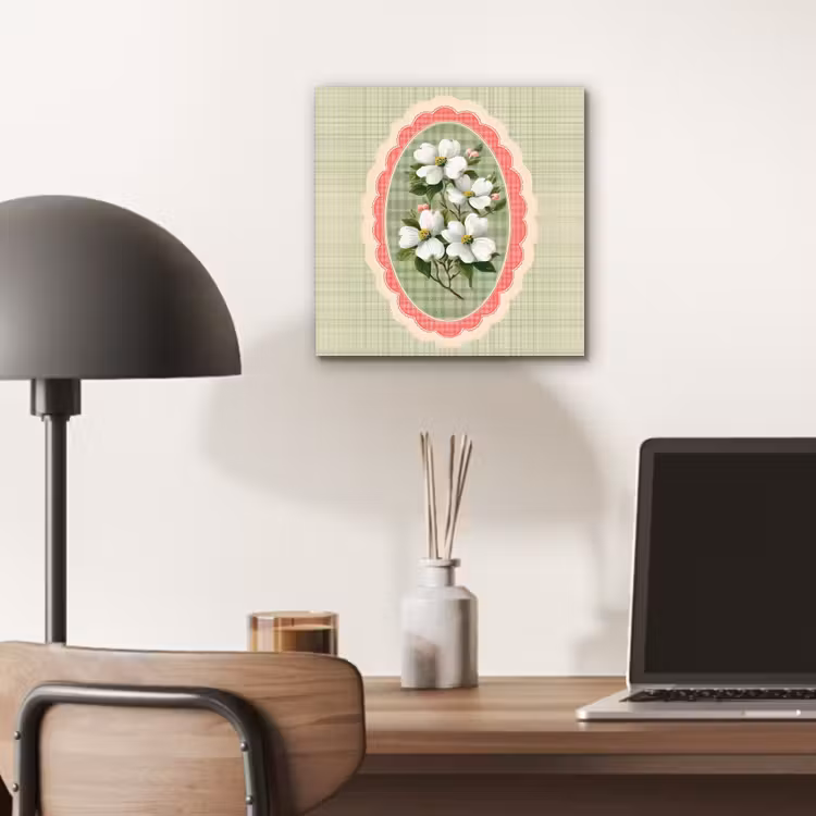 Aluminium schilderij - Bloemen - Illustratie - Geruit - Groen — 6