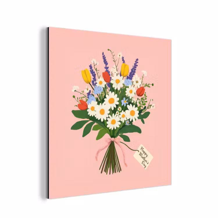 Aluminium schilderij - Bloemen - Lint - Kaartje — 1