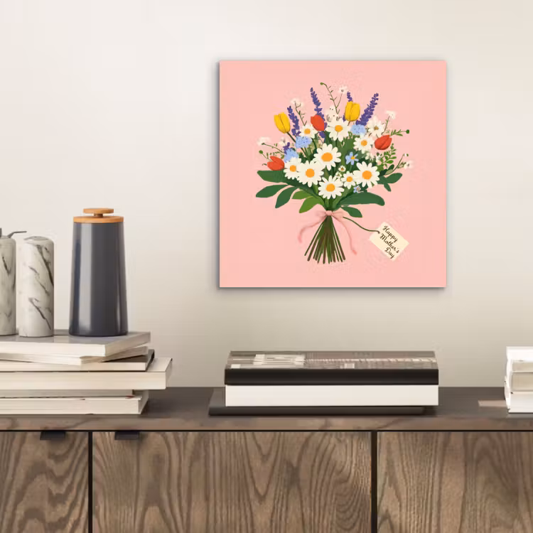 Aluminium schilderij - Bloemen - Lint - Kaartje — 2