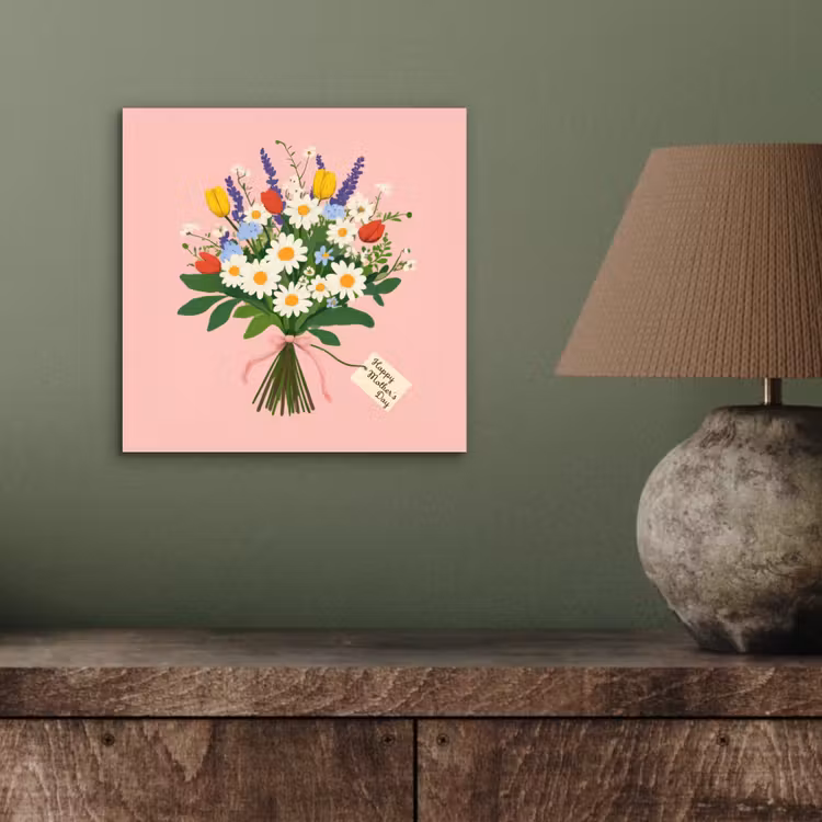 Aluminium schilderij - Bloemen - Lint - Kaartje — 3