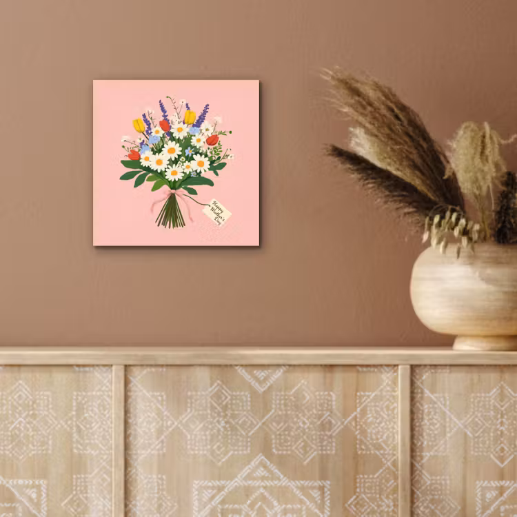 Aluminium schilderij - Bloemen - Lint - Kaartje — 5