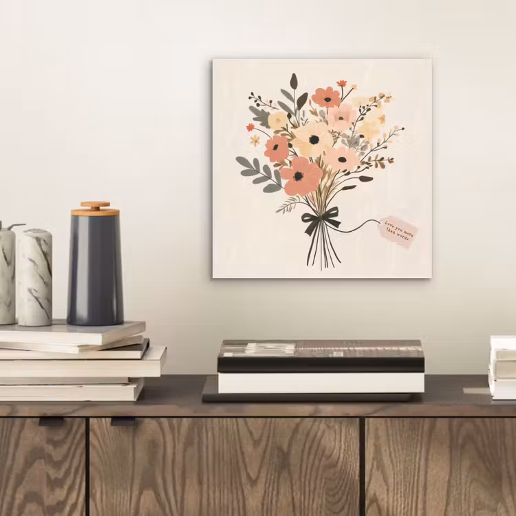 Aluminium schilderij - Bloemen - Quote - Beige - Lint — 2