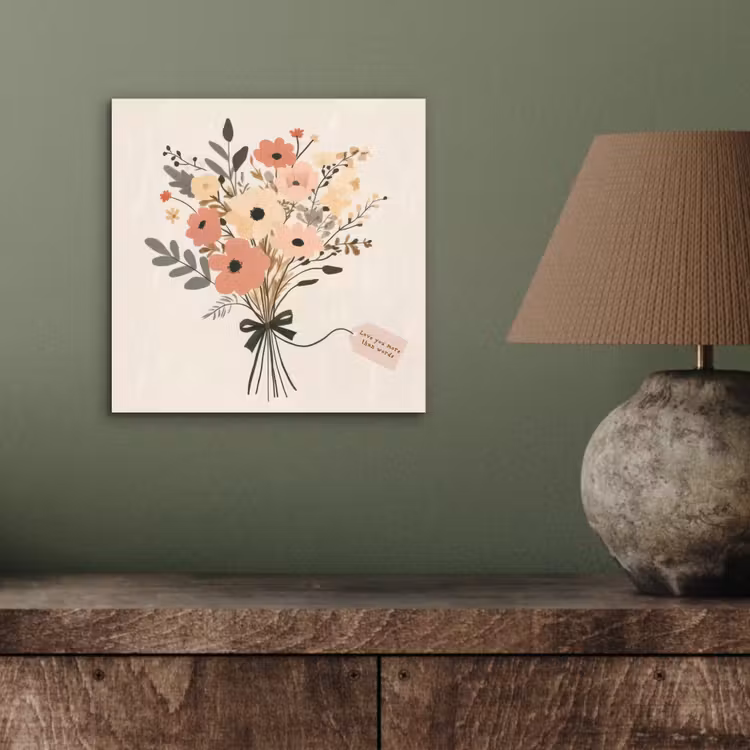 Aluminium schilderij - Bloemen - Quote - Beige - Lint — 3