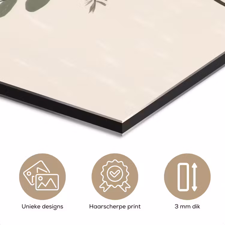 Aluminium schilderij - Bloemen - Quote - Beige - Lint — 7