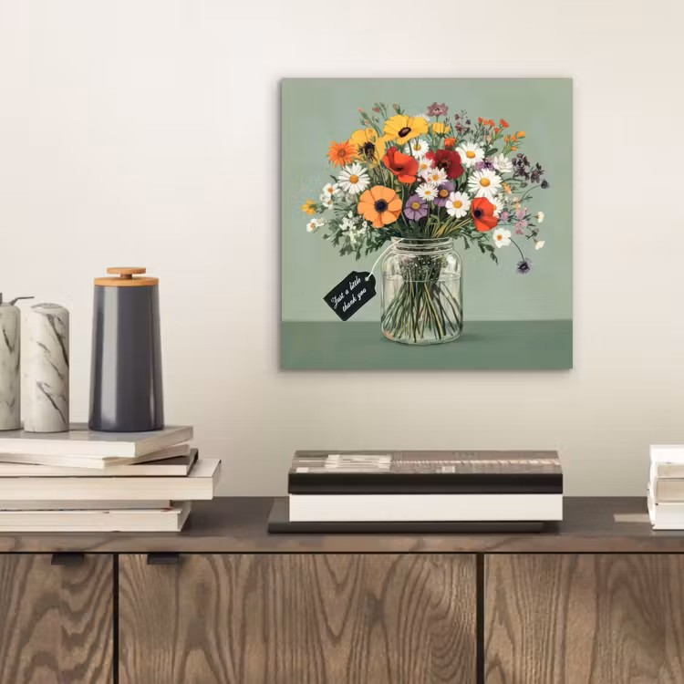 Aluminium schilderij - Bloemen - Vaas - Kaartje — 2